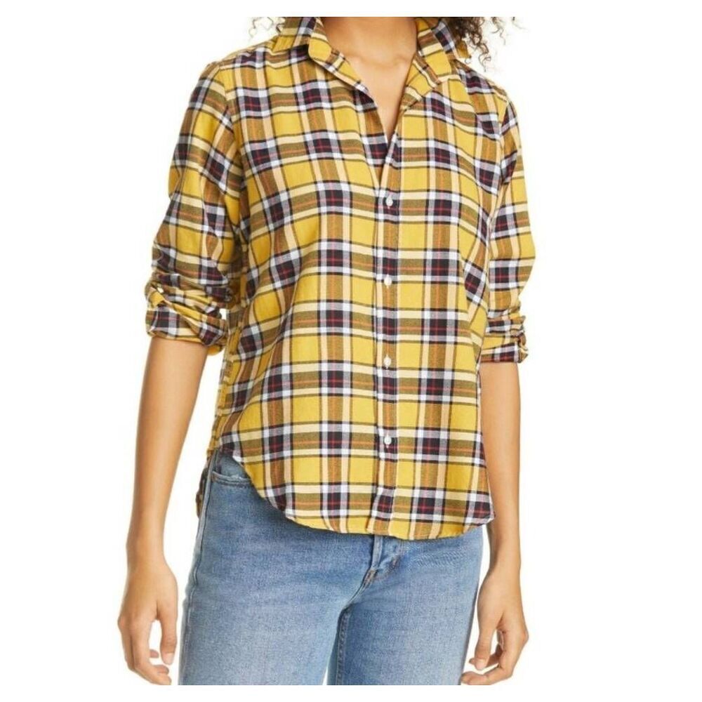 Frank & Eileen 'Frank' yellow  Plaid Button-down shirt sz XS